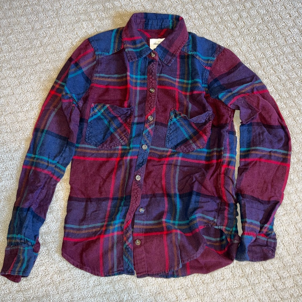 Abercrombie & Fitch XS flannel, red and blue